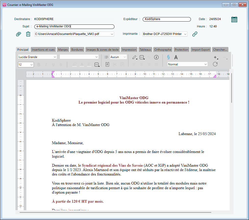 Edition de courrier e-mailing